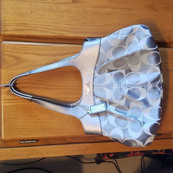 Coach Silver Canvas satchel - Picture 1 of 5